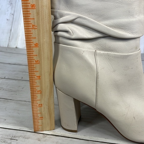 Marc Fisher Pointed Toe Slouchy Cream Ankle Boots - Picture 13 of 14